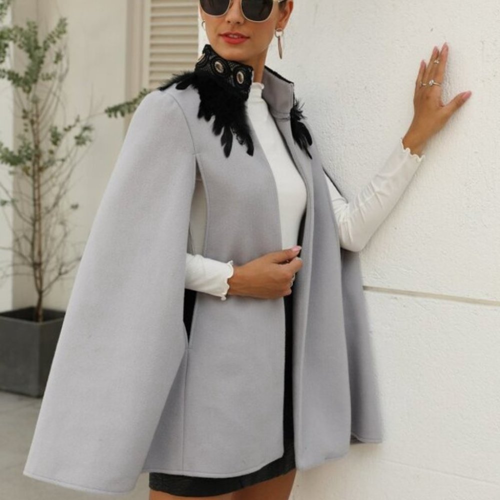 GLAM Feather Detailed Cape - Picture 6 of 12